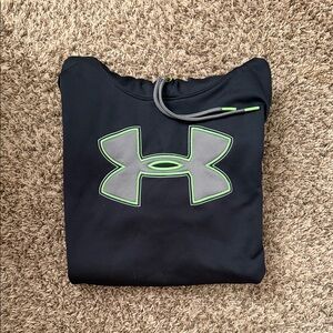 Under Armour Black Hoodie with Gray Logo and Neon Green Trim